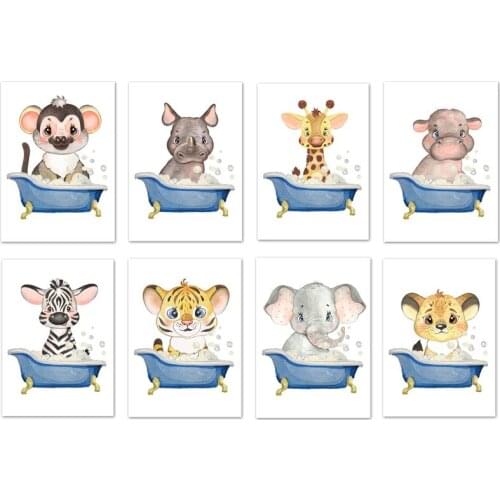 Bathtub Animal DIY Diamond Painting Cross Stitch 5D Full Square Round Drill Cartoon Mosaic Embroidery Washroom Wall Decor Art