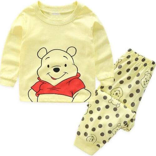 Children Autumn Clothing Sets Baby Girs Clothes Cotton Tops +Pants 2pcs Underwear Winnie the Pooh Pattern Outfits Kids Clothes
