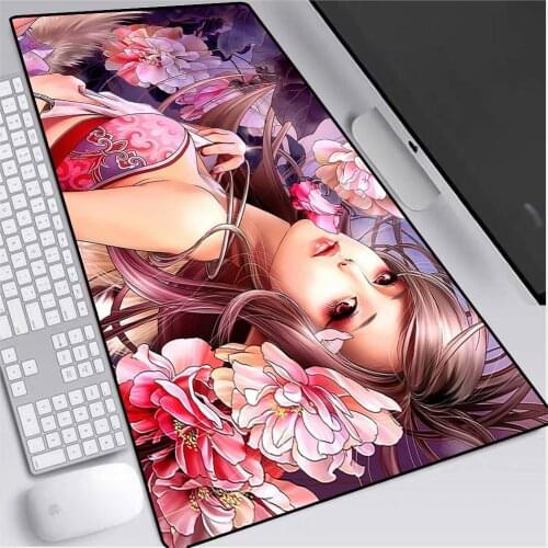 XGZ Sexy Girl Large Size Gaming Mouse Pad Locking Mouse Pad Laptop PC Gamer Computer Accessories 600x300 900x400MM Gaming Desk