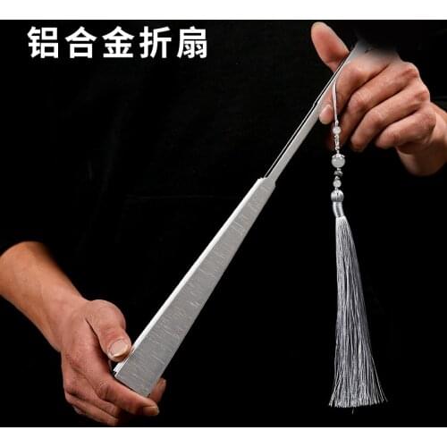 Kung Fu Fan Aluminum Alloy Fan Metal Bone Bamboo Core Small Bone Chinese Style 10-Inch Classical Male Iron Fan Gift Folding Fan