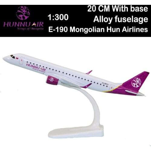 1/300 scale 20CM Embraer E-190 Mongolian Hun Airlines Airways Airliner aviation Toys plane gift collection without undercarriage