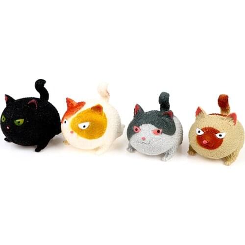 Kawaii Angry Cats Squeeze Anti Stress Relief Squshy Doll Ball Animal Fidget Hand Desk Cute Toys For Girls Kids Gift Dogs Pets