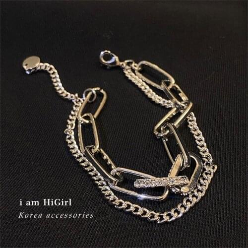 Fashion Chain Double-Layer Bracelet Hip Hop Trend INS Personality Design Sense Retro Simple Cold Wind Bracelet