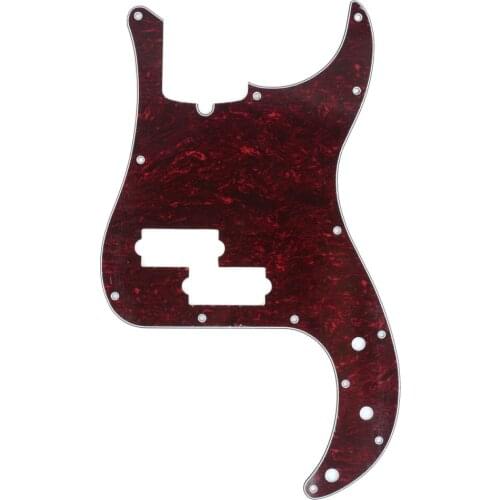Musiclily Pro 13-Hole Modern Style P Bass Pickguard for 4 String American Precision Bass, 4Ply Red Tortoise