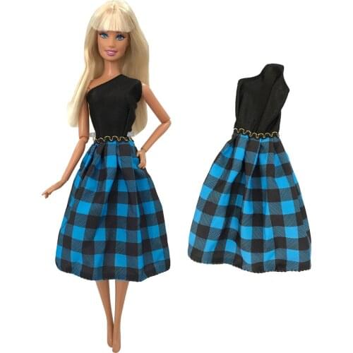 NK 1Pcs NEW Fashion Plaid Skirt Casual Wear Blue Dress for Barbie Doll Accessories Kids Toy 287K 3X