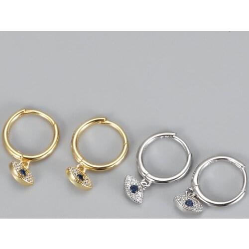 New Arrival Evil Eyes Earring 100% 925 Sterling Silver Mini Zircon Blue Eyes Pendant Small Stud Earrings for Women
