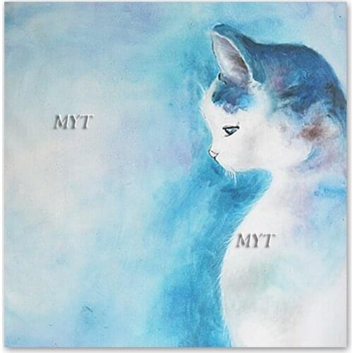 Newest Hand-painted Abstract Cartoon Cat Oil Painting Canvas Artwork Picture Children Room Decorative Wall Hangings Picture Art