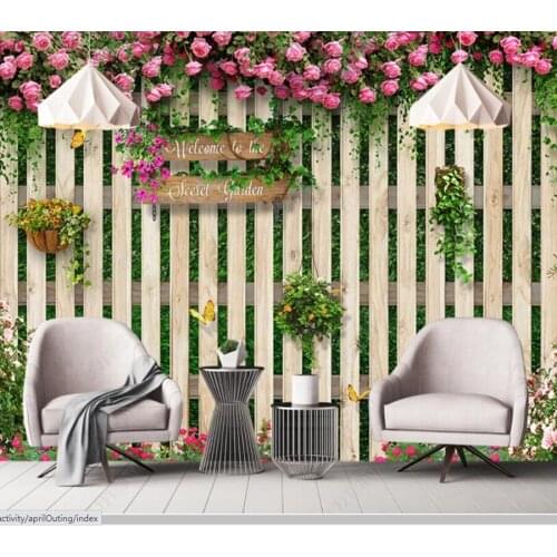 Papel de parede Mediterranean style wood plank rose background wall 3d wallpaper,living room bedroom home decor cafe bar mural