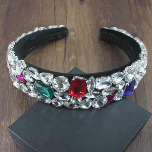 Korean baroque rhinestone crystal black hair hoop hair accessories sparkling women Dance Street Shooting Leisure Travel Headband