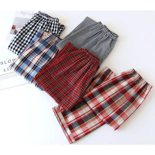 Fdfklak Pajamas For Sleep Wear Plaid Pants Woman Sleep Bottoms Spring Autumn Cotton Comfortable Sleepwear Pyjama Trousers