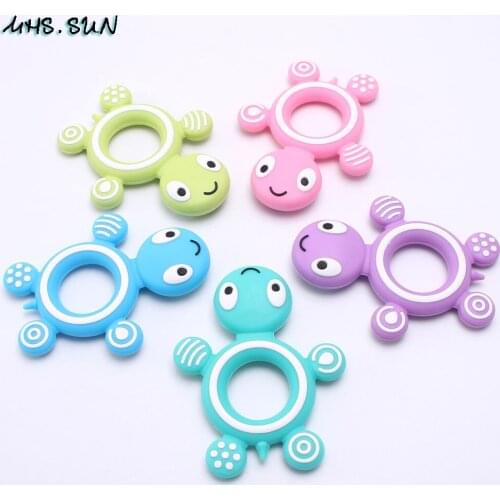 MHS.SUN Food Grade Cute Silicone Tortoise Baby Teething Pendants For Infants Holder Teether BPA Free Jewelry 1Pcs Retail