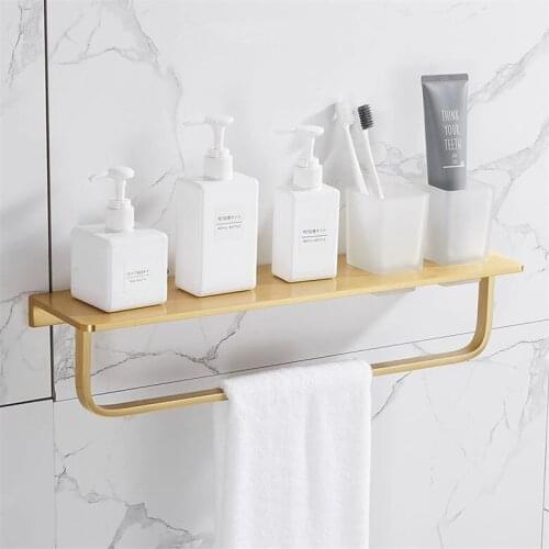 Bathroom Shelf Aluminum Shower Rack Corner Shelf Bath Shower Shelf Bolt Inserting Type Storage Organizer Rack Brushed Gold
