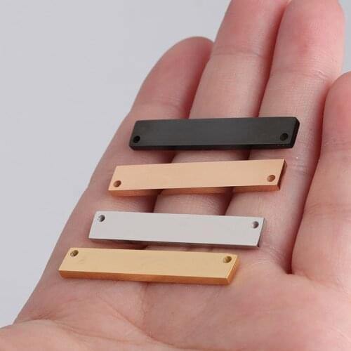 100% Stainless Steel Blank Rectangle Charm For Engrave 2 Hole Metal Plate Pendant ConnectorMirror Polished wholesale 20pcs