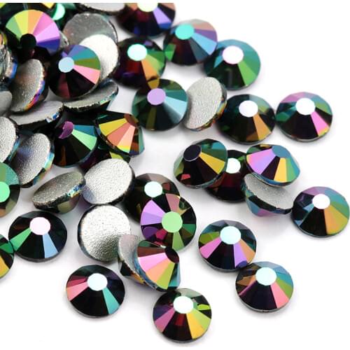 QIAO Metal Rainbow Color Glass Flatback Rhinestones SS16 SS20 SS30 Non Hotfix Rhinestone for Garment