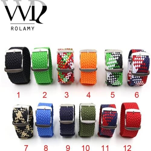 Rolamy 20 22mm Perlon Nylon Replacement Vintage Wrist Watch Band Belt Strap With Brushed Buckle For Rolex Omega Tudor Seiko
