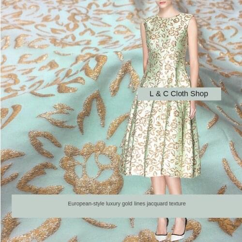 145*50CM high-end luxury bronzing jacquard brocade fabric dress windbreaker suit fashion fabric spring autumn winter