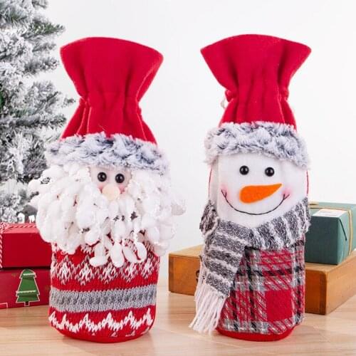 Christmas Red Wine Bottle Covers Bag Santa Clause Snowman Champagne Bottle Covers Christmas Decoration for Home Table New Year