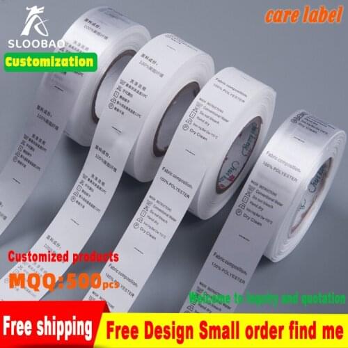 Free shipping Customized White satin ribbon, synthetic Ribbon washing labels t shirt fabric printed tags care print label MQQ200
