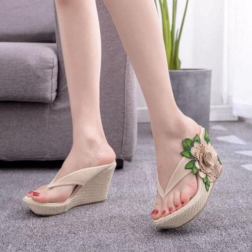 Size 41-42 Woman Slippers Lady Home Slippers Casual Beach Flip Flops Sandals Women Sandals Summer Sexy High Heel Slippers
