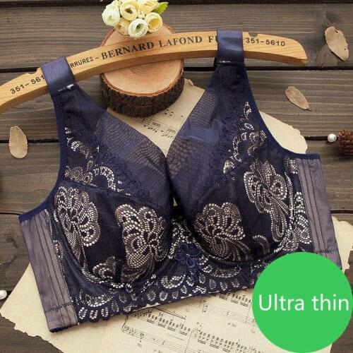 Ultra-Thin Large Size Bras Fat Mm Push Up Steel Ring Anti-droop Underwear Womens Big Chest Small Bra Large Cup C D E