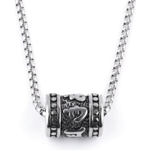 Party Stainless Steel Chain Around The Neck Wholesale Vintage Cylinder Pendant Necklace For Man Male 2021 Fashion Gothic Jewelry