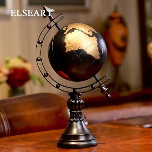 Vintage retro furnishing resin globe ornament figurine for window home office book room decoration