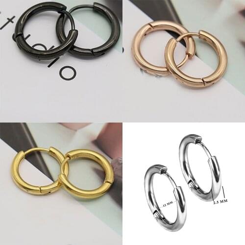 Vintage Circle Trendy Earring Clip Woman Solid Color Titanium Stainless Steel Jewelry Not Fade Hypoallergenic One Piece Only
