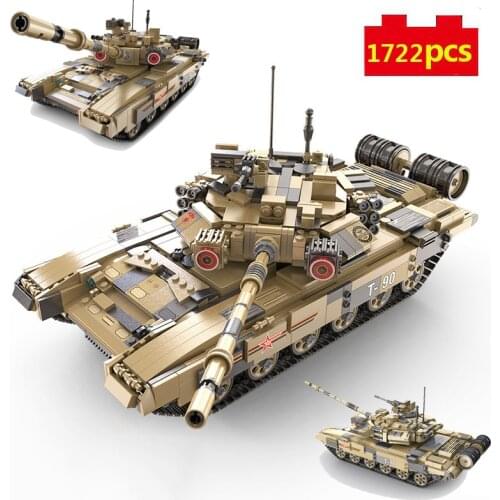 Military series Russian T-90 main battle tanks Weapon soldier DIY Model Building Blocks Bricks Toys Gifts
