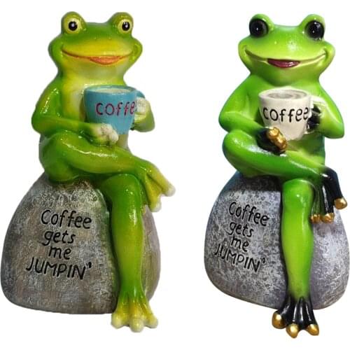 Funny Resin Garden Frog Statue Cartoon Naughty Animal Figurines Small Sculptures Creative Decoration For Garden Home