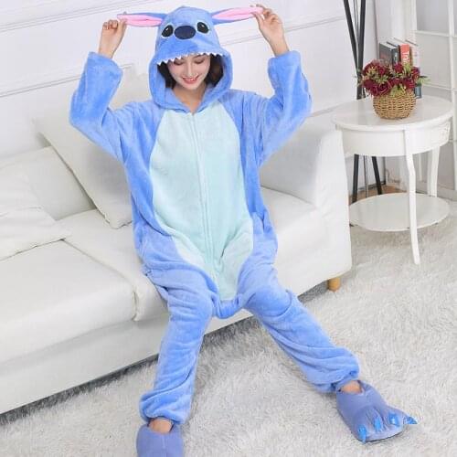 Zipper Onesie Animal Kigurumis Unisex Women Girl Pajamas Cat Bear Sleepwear Christmas Overalls Adult Suit
