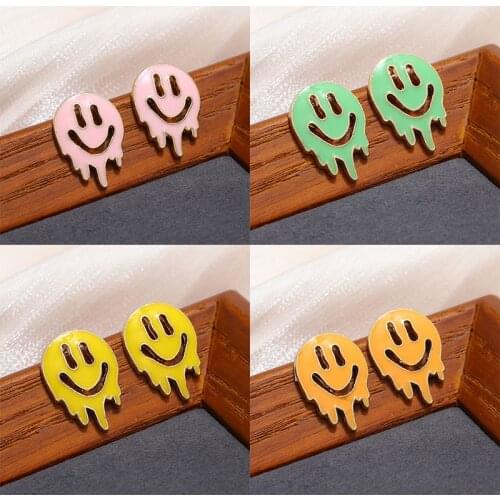 Funny Ghost Smiley Face Expression Earrings For Women Trendy Creative Cute Stud Earrings Emo Jewelry Gift Accessories Egirls