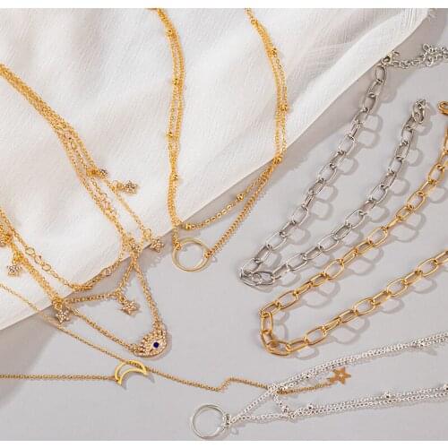 Fashion Vintage Portrait Multi-layer Necklaces For Women Gold Silver Metal Hanging Heart Necklaces 2021 Trend Statement Jewelry