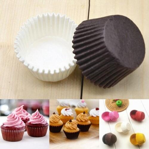 100pcs Solid Color White/Coffee Baking Muffin Cupcake Paper Cups Liner Wrapper Cupcake Wrappers Wraps Cases Wedding Birthday