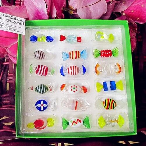 18pcs/pack New Vintage Murano Glass Sweets handmade cute Christmas Candy Pendant Ornaments For Home Decorations Pattern Randomly