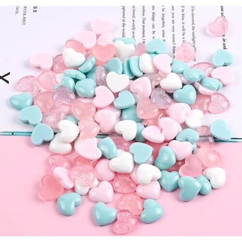 20-100Pcs 13mm Resin Pure Color Heart Ornament Hair Accessories Drop Glue Phone Shell Decor Material Stationery DIY Accessories