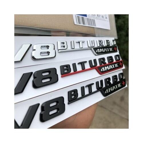 20 sets V8 BITURBO 4matic+ car fender emblem sticker for Mercedes Benz AMG w117 cla45 w205 c63 w212 e63 w207 w176 a45 x156 gla45