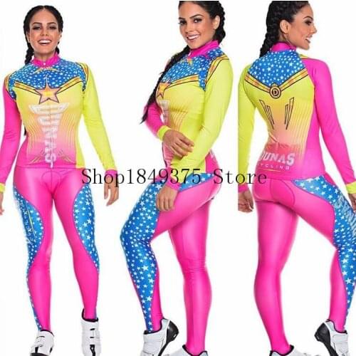 2019 Pro Team Triathlon Suit Womens Cycling long sleeve Jersey Skinsuit Jumpsuit Maillot Cycling Ropa ciclismo set gel