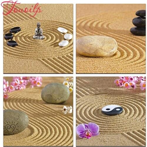 DIY Diamond Embroidery 4pcs Zen Stone and Orchid Still Life Diamond Painting Cross Stitch Kit Rhinestones Mosaic Home Decor