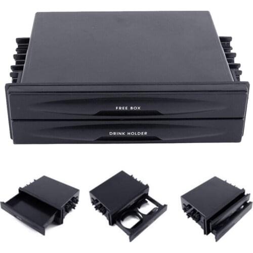 60% Dropshipping!Car Double Din Dash Trim Radio Pocket Drink Cup Holder Storage Box Container