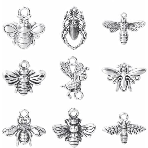 9x Alloy Insect Charm Pendant Handmade Accessories Charms For Jewelry Making Supplies Bee Pendants DIY Necklace Earring Material