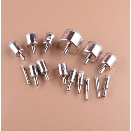 LETAOSK 15pcs/set 6mm-50mm Diamond Tool Drill Bit Hole Saw Set Fit for Glass Ceramic Marble Silver