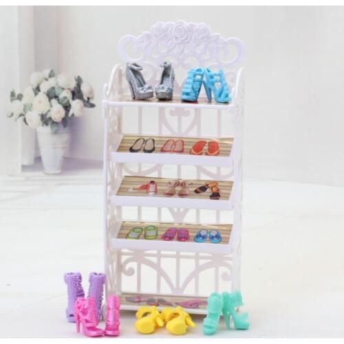 Buy 1 Pcs Cabinet You Will Get Free 1 Pairs Barbiees Shoes 20 Pairs Shoes / Shoe Cabinet White Rack Furniture For Barbiees Doll