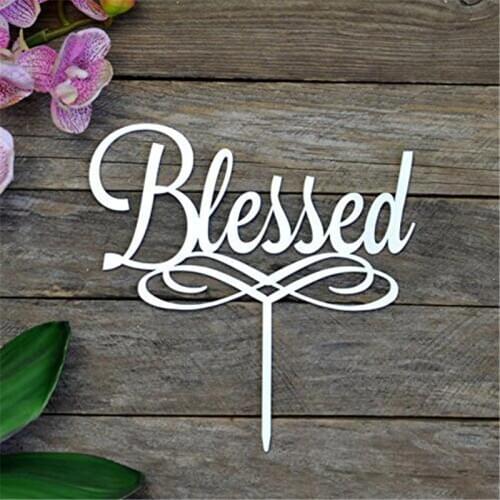 Blessed Cake Topper Baby Baptism Acrylic Cake Toppers Blessed Communion Christening Cake Topper Birthday Party Decorations