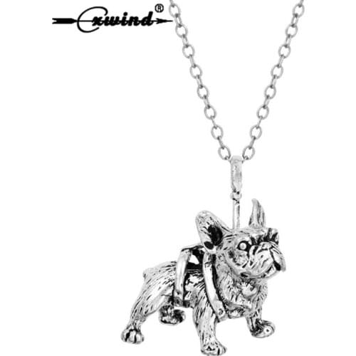 Cxwind Realistic French Bulldog Necklaces Miniature Animal Shaped Pendant Necklace Charm Chain Dropshipping Jewelry For Gift