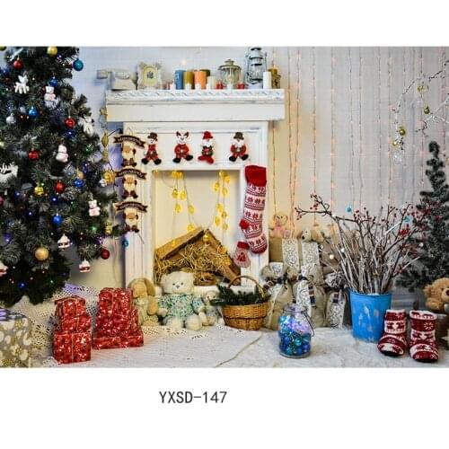 Christmas Indoor Theme Photography Background Christmas tree Fireplace Children Portrait For Photo Backdrops 21712 YXSD-155
