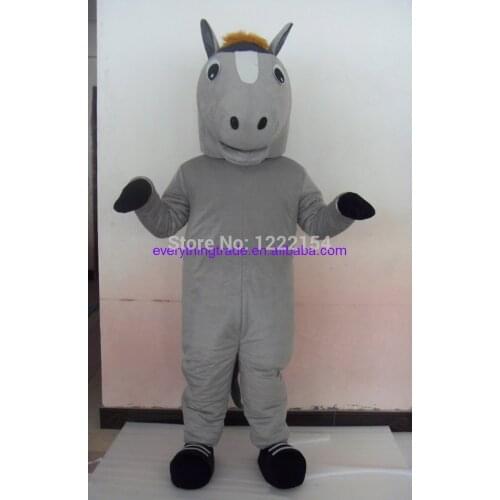 Hot selling 2014 Adult cute Professional New grey horse Mascot Costume Fancy Dress Adult Size