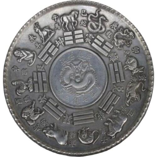 Chinas feng shui white copper dragons carved 12 zodiac animal board statue