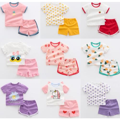 Girls Summer Clothing Set Cotton T-Shirt Shorts 2pcs Kids Casual Clothing For Children Outfits