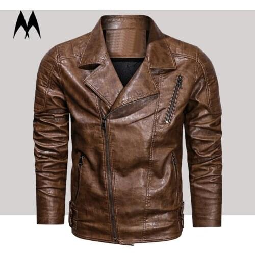 Large Size Men Fleece Leather Jacket Autumn New Casual Thick Coat Fashion Motorcycle Jackets Mens Faux PU Coats Streetwear