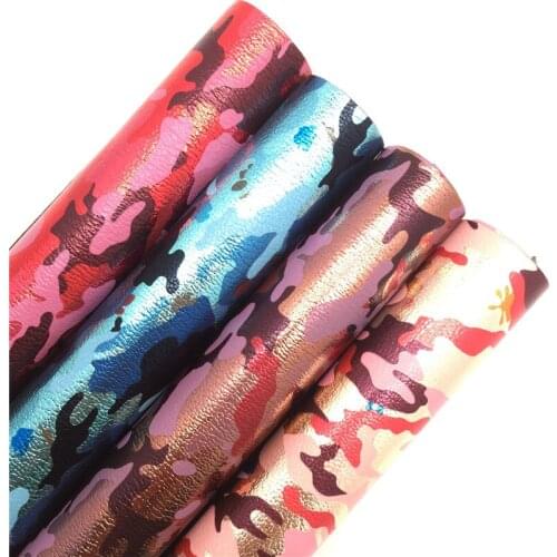 LEOsyntheticoDIY Metallic camouflage Printed Synthetic Faux vinyl leather Fabric Sheets For DIY Earrings Bows 21X29CM R107